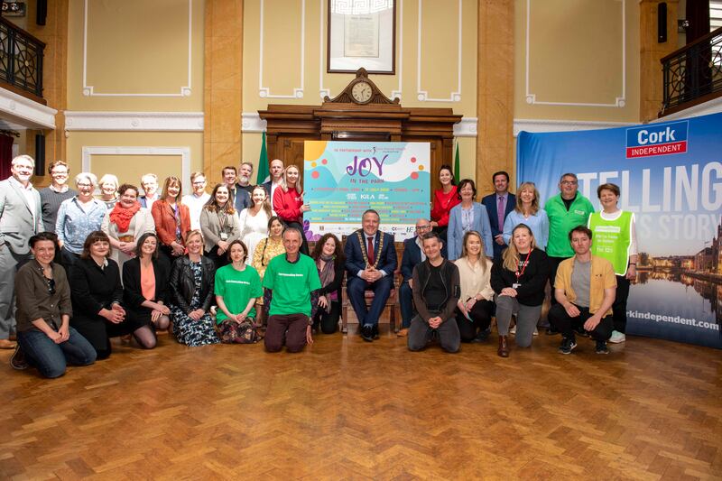 The Lord Mayor of Cork, Cllr Colm Kelleher, with guests at the launch of Joy in the Park in May. Photograph: Brian Lougheed