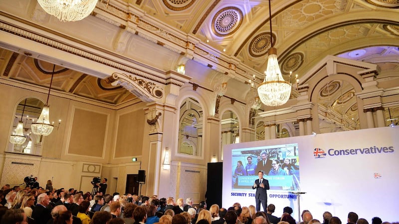 British prime minister David Cameron speaking at the Conservative party conference in London. Photograph: John Stillwell/AFP/Getty Images