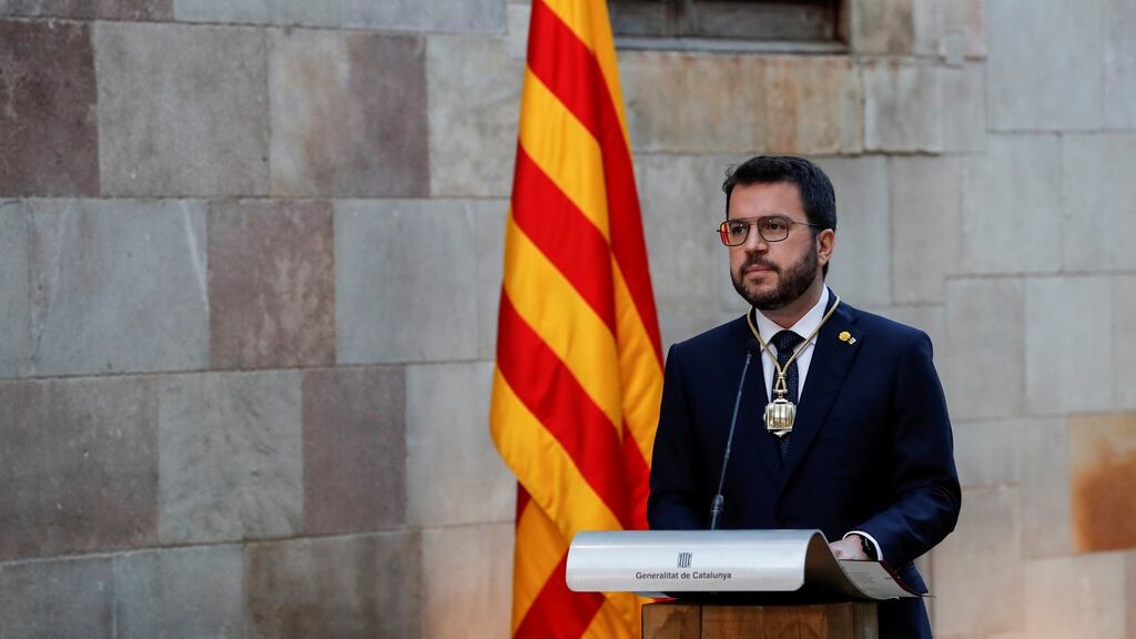 Pere Aragones: parliamentary allies in the CUP accused Catalonia’s president of going back on his word just a day after taking office. Photograph: Alberto Estevez/EPA