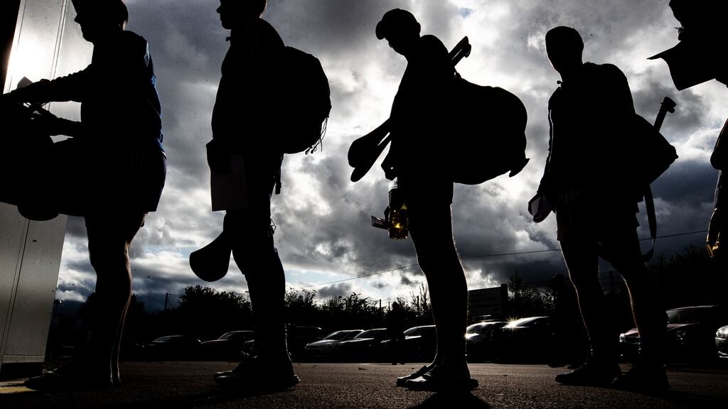 St Finbarrs players arriving at Páirc Uí Chaoimh ahead of the Cork SHC Championship match against Glen Rovers. Photograph: Bryan Keane/Inpho