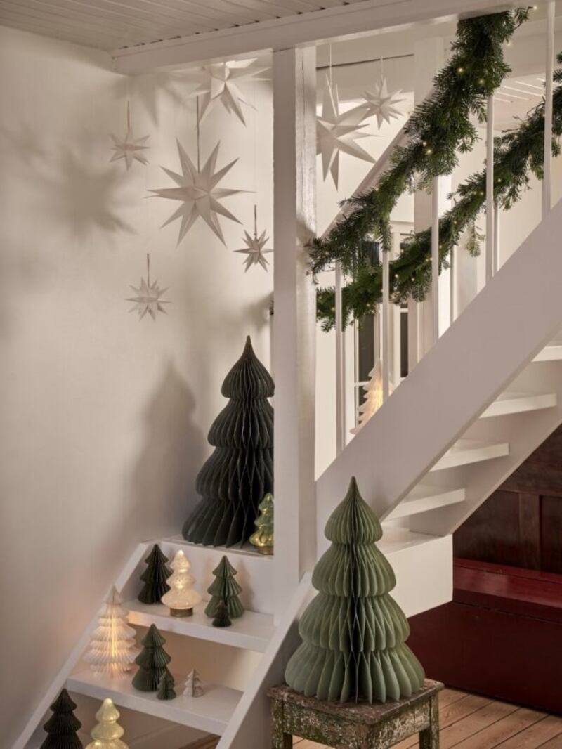 Decorative paper Christmas trees, measuring 75cm and made of Forest Stewardship Council-certified paper, €34.30, sostrenegrene.com