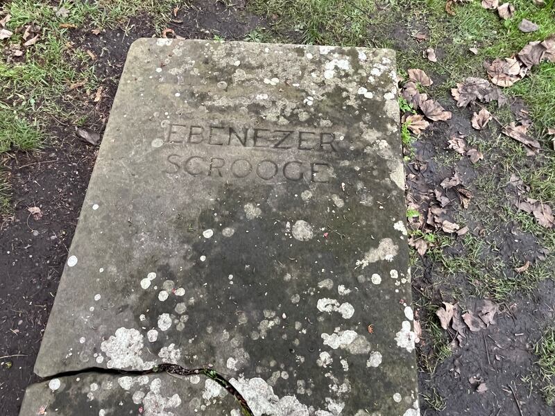 Ebenezer Scrooge’s on-screen grave has been left intact as an attraction for the town. Photograph: Mark Paul