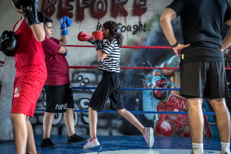 Sally Hayden
Children take part in boxing classes at the ElBarrio Gym in Ramallah.