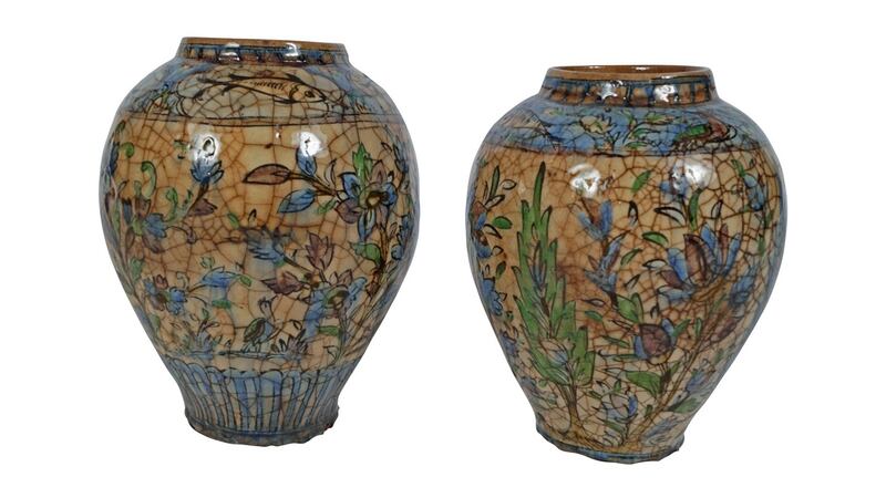 A pair of early Persian crackle glazed vases (lot 272, €3,000-€5,000).