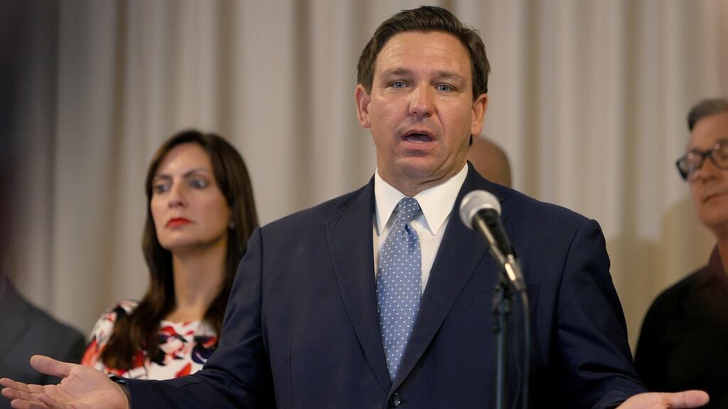 Mr DeSantis, a Republican, has warned the state could level financial penalties to districts that mandate masks. Photograph: Joe Raedle/Getty Images