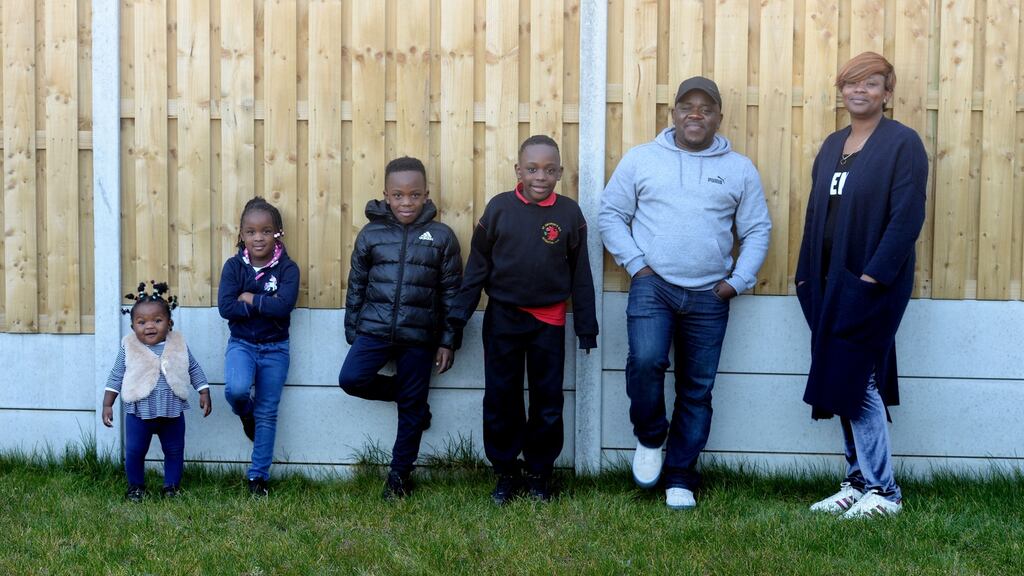 Papy Kahoya Kasongo and his Wife Nadine and their children Shukrani (1), Milka (4), Ethan (6) and Barouchage (8). Photograph: Alan Betson