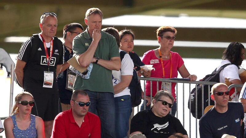 Joe Schmidt watches from the stands in Marcoussis. Photograph: Dan Sheridan/Inpho