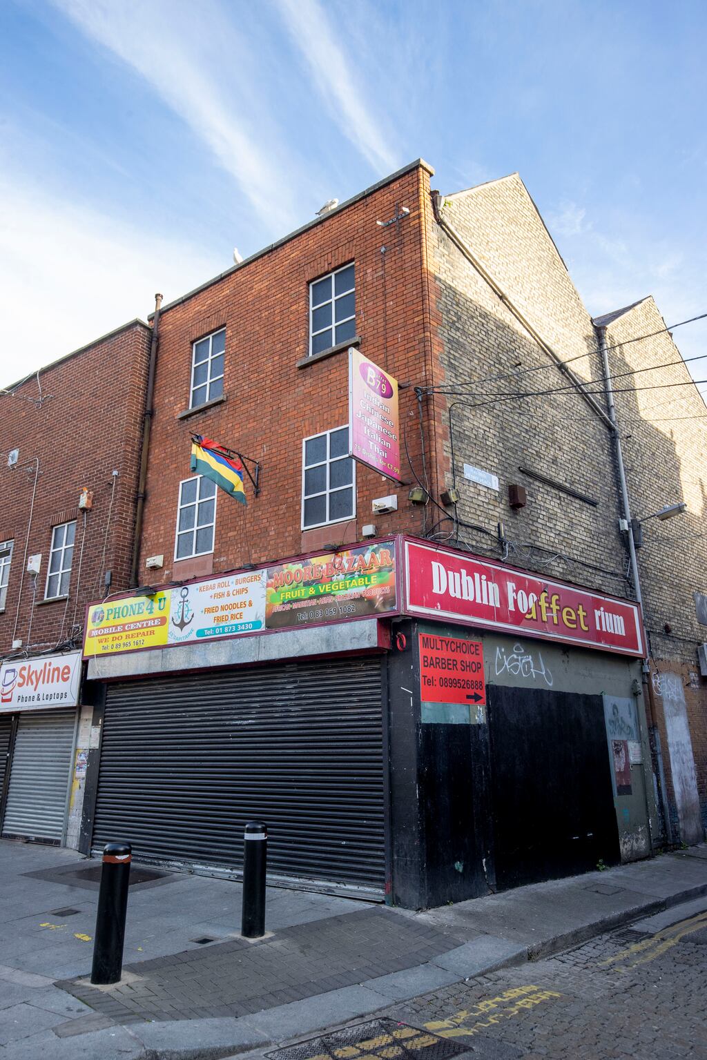 10 Moore Street: The buildings here and at 20/21 Moore Street and the walls between 12 and 13 Moore Street show evidence of infilled 'creep holes' used during the Rising for access between buildings on the terrace. Photograph: Tom Honan