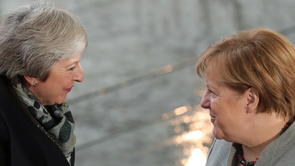 Theresa May and Angela Merkel in Berlin, December 2018. Photograph: Krisztian Bocsi/Bloomberg via Getty Images