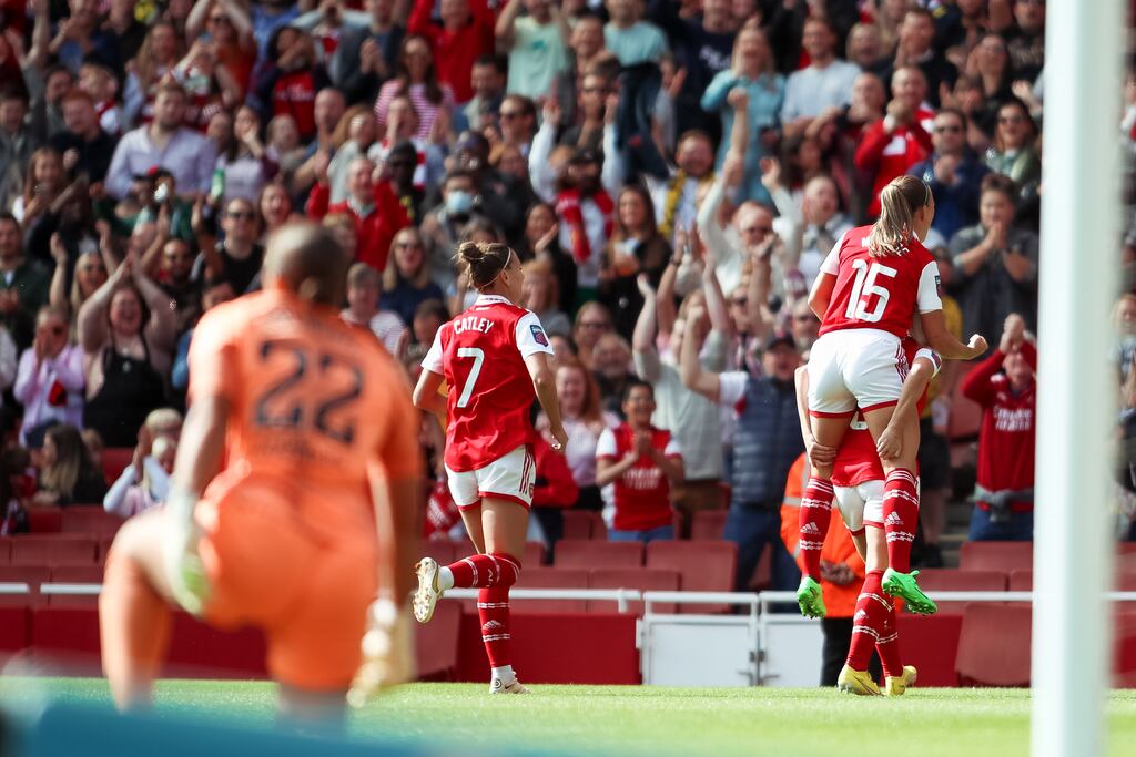 Katie McCabe and Arsenal have been handed a tough draw in the Champions League group stages. Photograph: Rhianna Chadwick/PA
