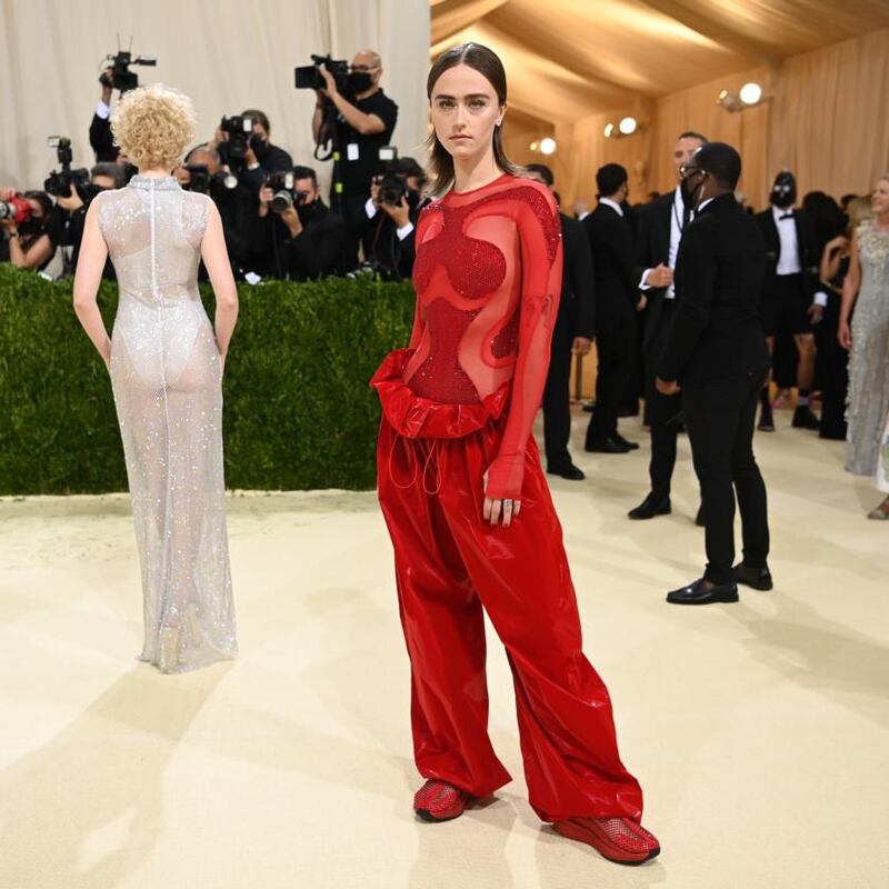 Ella Emhoff at the Metropolitan Museum of Art's Costume Institute benefit gala in New York, Sept. 13, 2021. (Nina Westervelt/The New York Times)