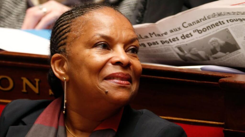 French Justice Minister Christiane Taubira attends a parliamentary questions session at the National Assembly in Paris yesterday. Photograph: Reuters/Charles Platiau
