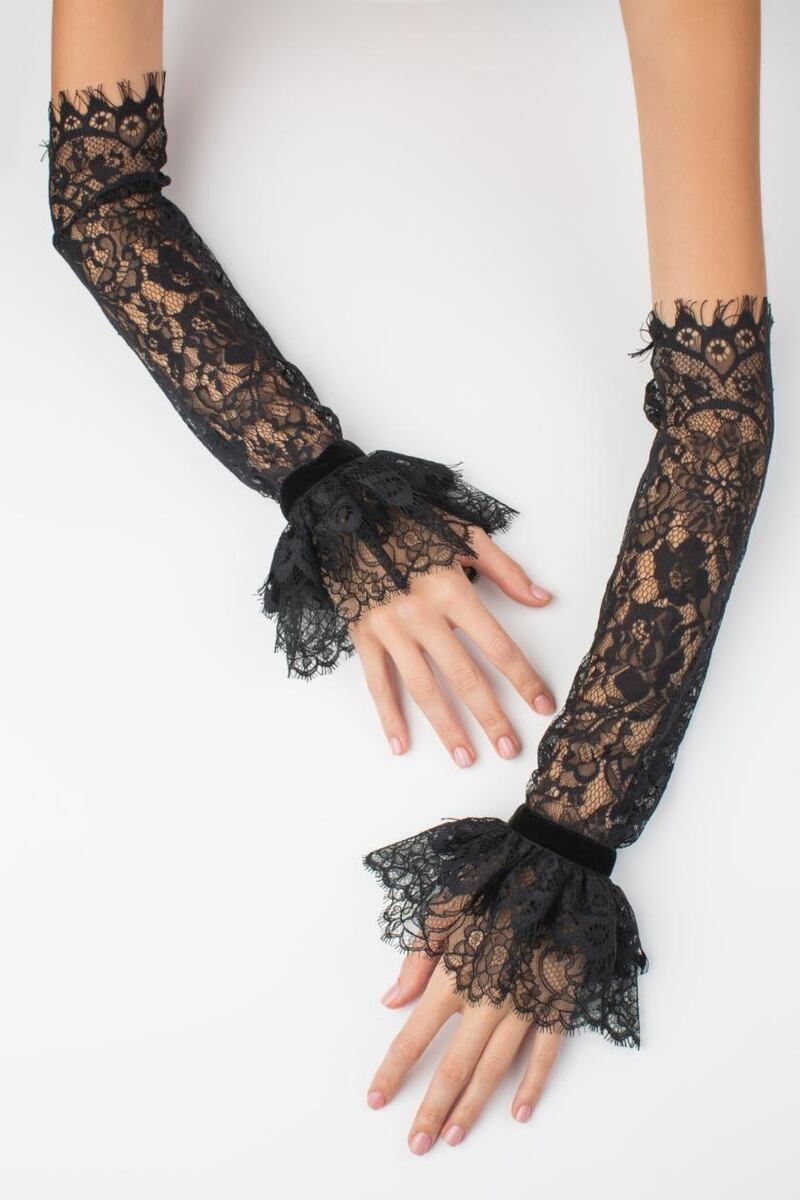 Black lace Salima cuffs (£250) from azimamusayeva.com