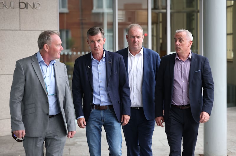 Survivors Paul Walsh, Colin Power, Jason Clancy and Barry Murphy. Photograph: Dara Mac Dónaill