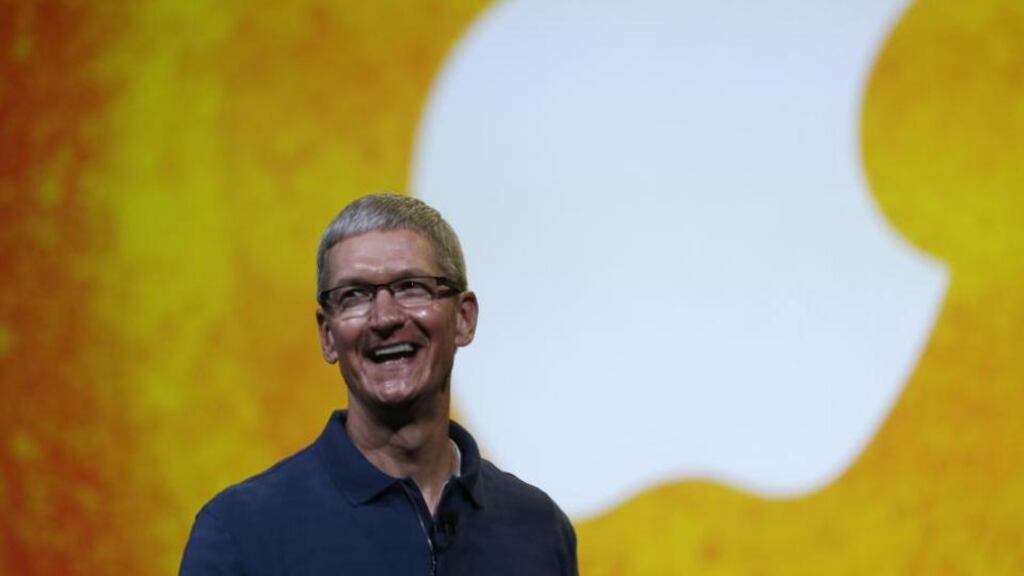 Tim Cook, Apple boss tweeted: “Apple & the App Store are having a huge impact on Europe’s economy. Over 629K EU jobs created and many more to come.” Photograph: Marcio Jose Sanchez/AP