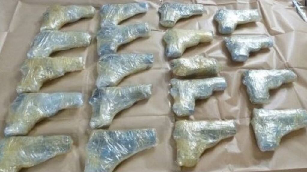 A 2019 handout photo made available by the British National Crime Agency showing guns recovered hidden in  a car driven by Robert Keogh after it arrived at the Port of Dover from Calais. Photograph: EPA