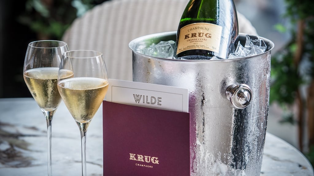 Wilde restaurant at the Westbury hotel is offering a three-course summer menu accompanied by three glasses of Krug, for €180