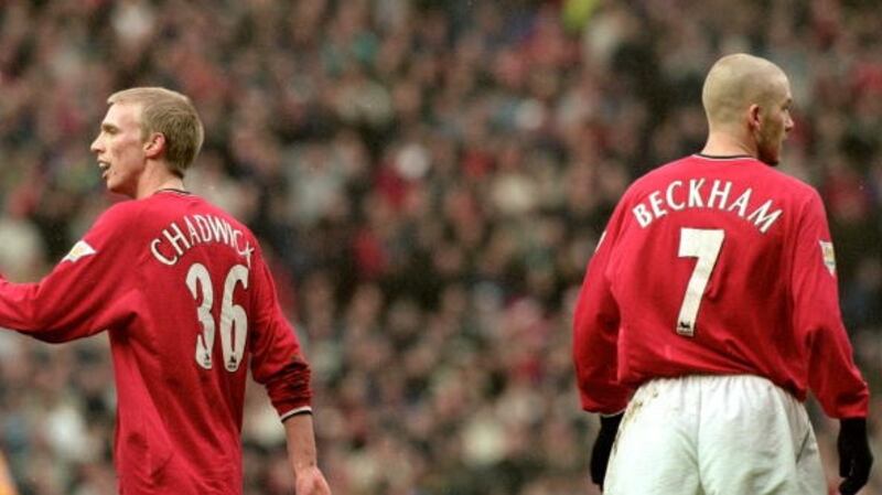Luke Chadwick and David Beckham in action for Manchester United in 2000. File photograph: Getty Images