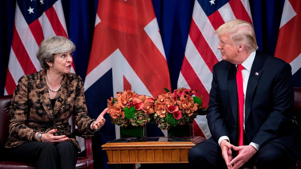 British prime minister Theresa May during a meeting with US president Donald Trump in New York last September. File photograph: Brendan SmialowskiAFP/Getty Images