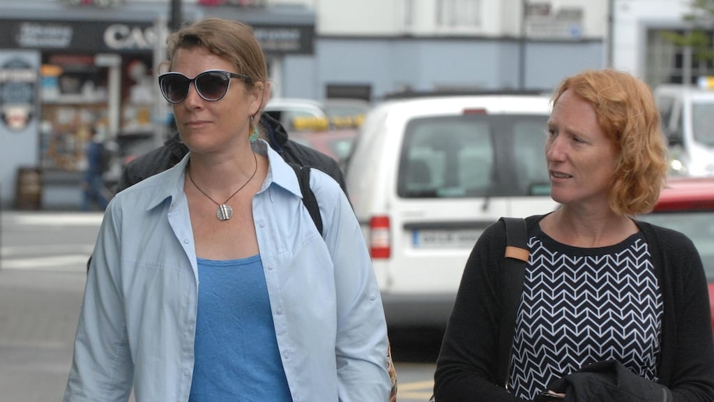 Jennifer and Erika Price   at Killarney Courthouse  for the inquest into the death of their mother Janet Theiler, who died while cycling in the Gap of Dunloe. Photograph: Don MacMonagle