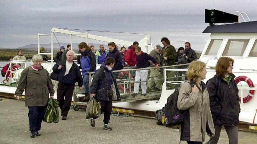 Tourists arriving back on the mainland after a ferry trip to Inis Mór. File photograph: David Sleator/The Irish Times