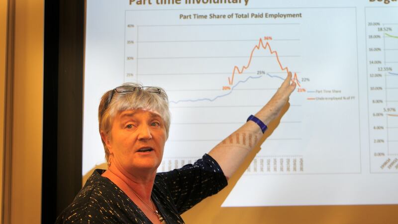 Dr Mary Murphy during the launch of ‘Living With Uncertainty: The Social Implications of Precious Work’.  Photograph: Gareth Chaney/Collins