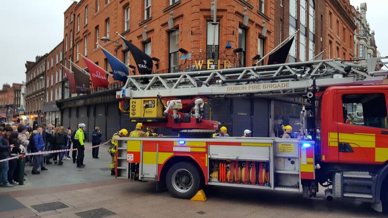 A fire engine at the scene on Sunday. Photograph: Chris Dooley