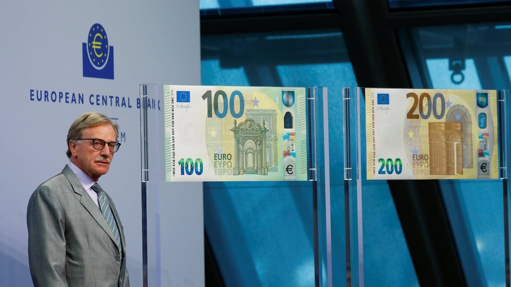 ECB executive board member Yves Mersch said the entire set of euro banknotes were more secure as well as easier to check and handle. Photograph: Kai Pfaffenbach/Reuters