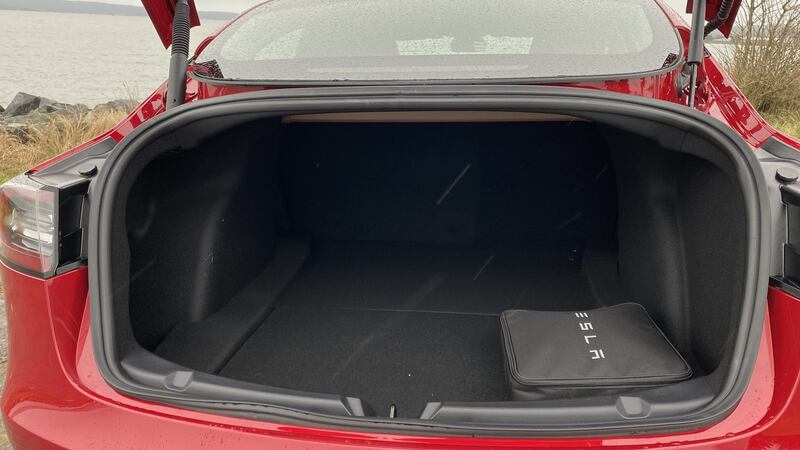 The Model 3 features a “frunk” boot