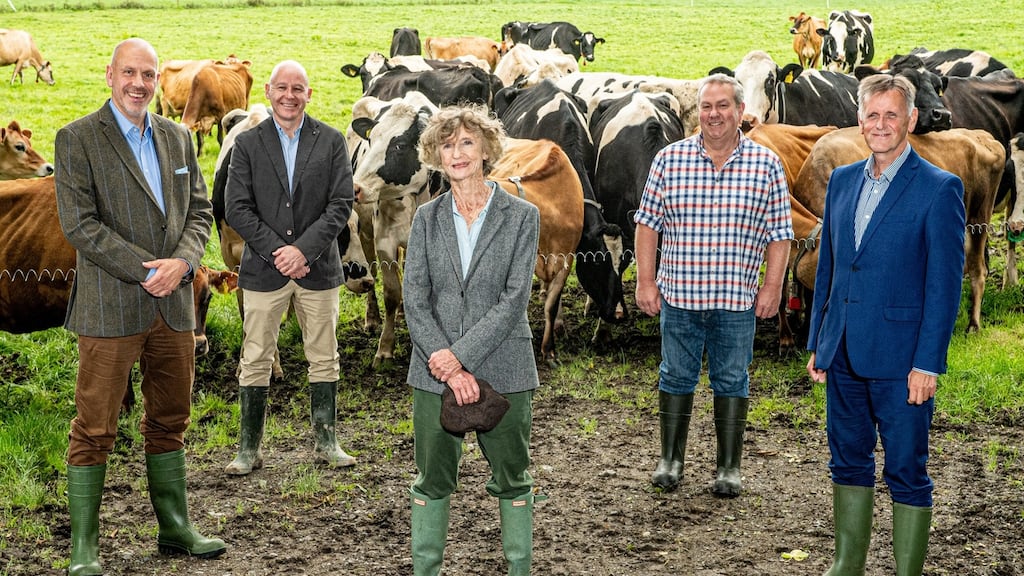 Pictured (from left) are John Hood, director of food and tourism, Invest NI, with Bryan Boggs, general manager, Clandeboye Estate Yoghurt; Lady Dufferin, Clandeboye Estate; Mark Logan, estate manager, Clandeboye Estate, and Mark Bleakney, southern regional manager, Invest NI.