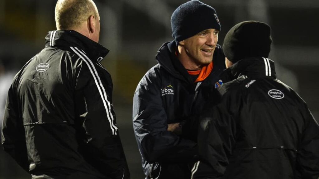 Armagh manager Kieran McGeeney has returned the county to Division Two after Louth victory secures promotion. Photo: Russell Pritchard/Inpho