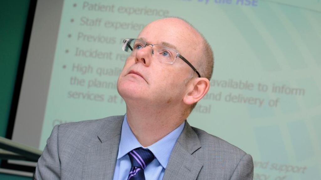 Phelim Quinn, chief executive of HIQA speaking at the publication of the Patient Safety Investigation Report into services at Portlaoise in Dublin. Photograph: Dave Meehan