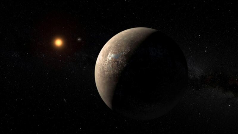 The planet Proxima b orbiting the red dwarf star Proxima Centauri, the closest star to our Solar System, in an artist’s impression released by the European Southern Observatory. Photograph: ESO/M Kornmesser/Reuters