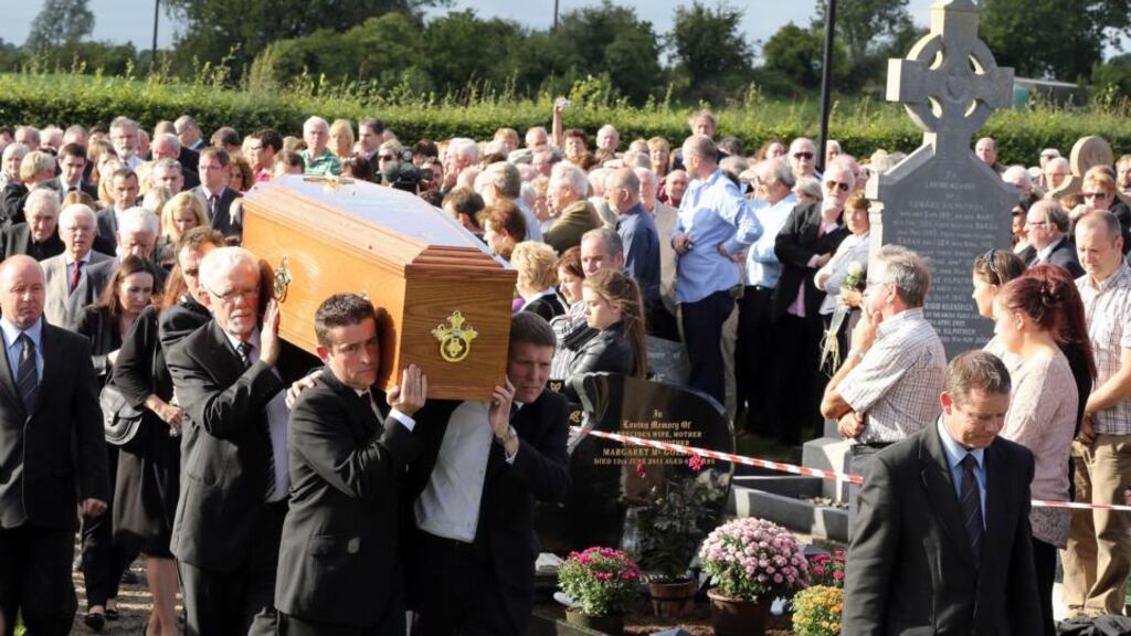 The family of Nobel Laureate poet Seamus Heaney carry his coffin at St Mary’s Church in Bellaghy Co Derry. Photograph: Paul Faith/PA Wire