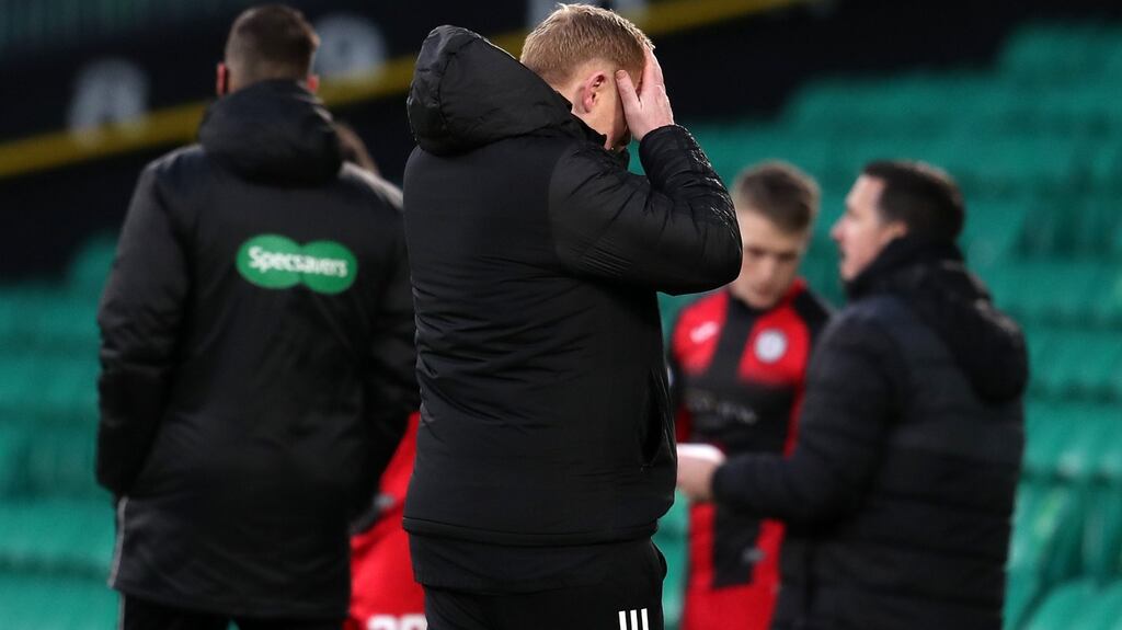 Celtic manager Neil Lennon during the Scottish Premiership loss to St Mirren at Celtic Park. Photo: Andrew Milligan/PA Wire