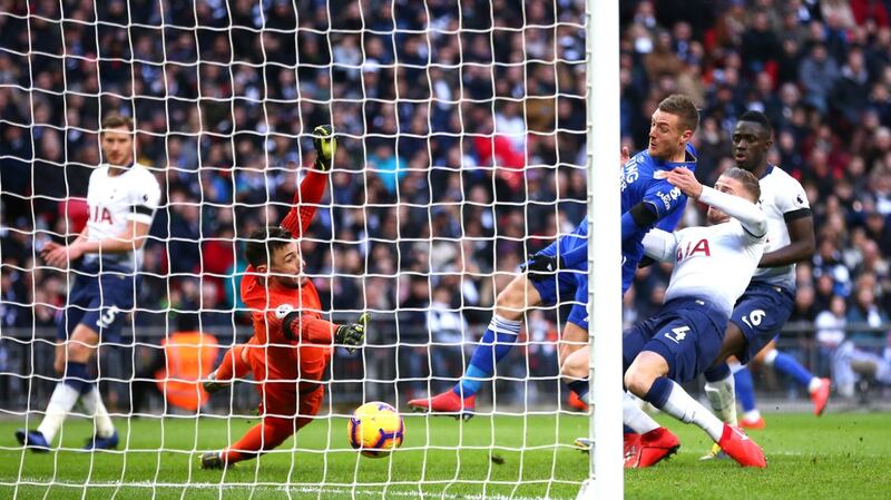 Vardy pulled one back for Leicester. Photo: Dan Istitene/Getty Images