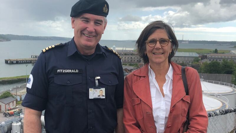Captain Brian Fitzgerald, Irish Naval Service, and artist Dorothy Cross.