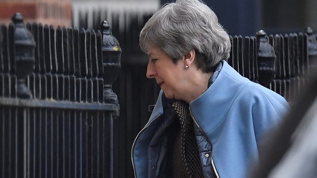 Britain’s Prime Minister Theresa May is seen at Downing Street, in London, Britain. Photograph: Toby Melville/Reuters