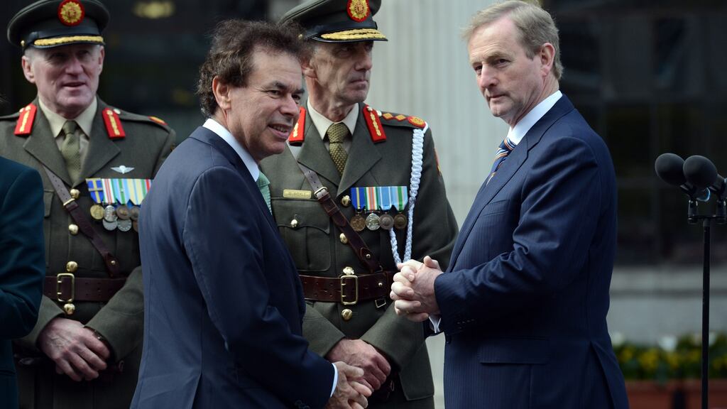 A file image from 2014 showing then minister for justice Alan Shatter with Taoiseach Enda Kenny. Photograph: Cyril Byrne/The Irish Times