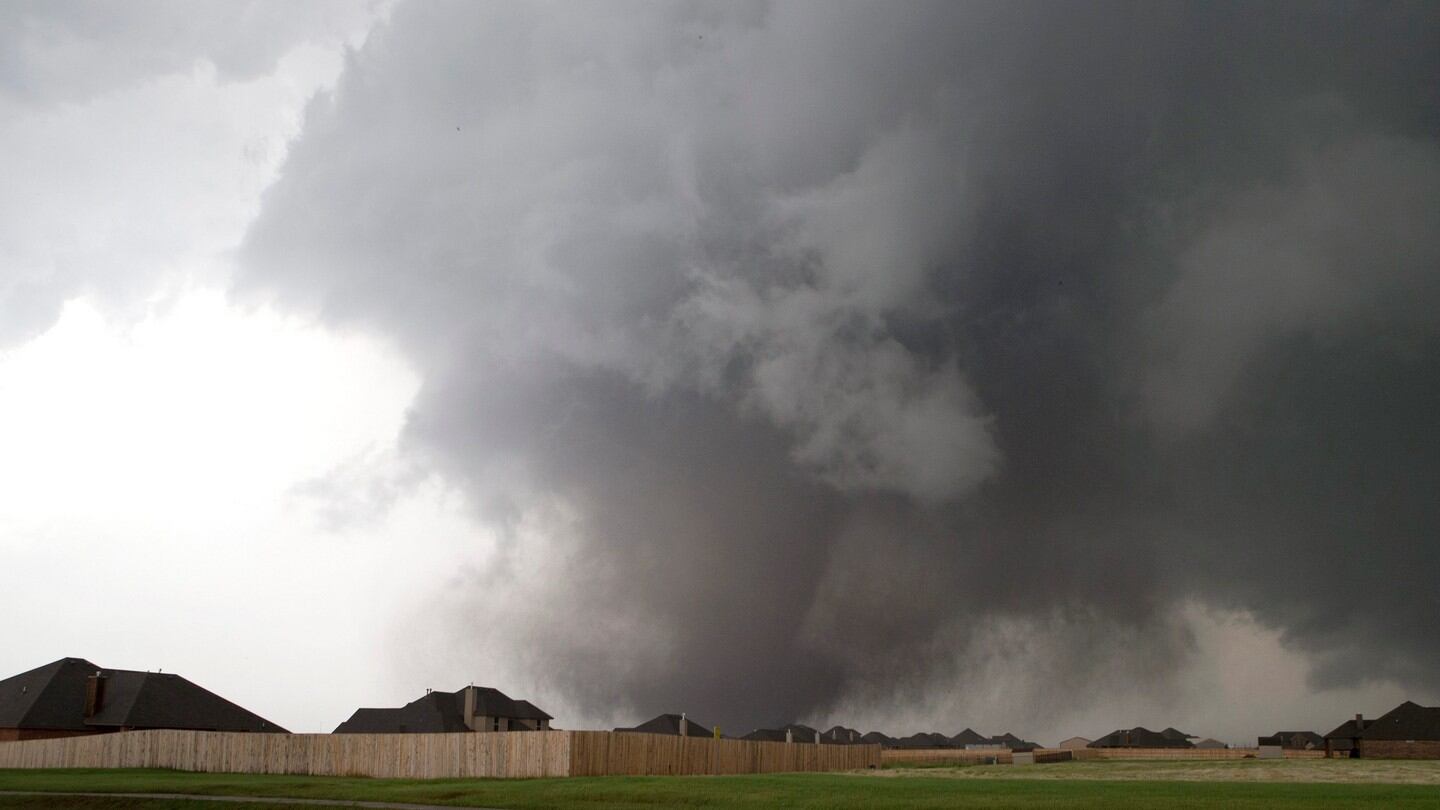 A huge tornado approaches the town of Moore, Oklahoma. Photograph: Richard Rowe/Reuters