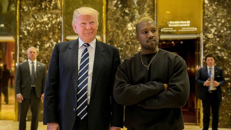 Kanye West: the rapper with President-elect Trump in 2016. In an April tweetstorm, the rapper said the two share “dragon energy.” Photograph: Sam Hodgson/New York Times