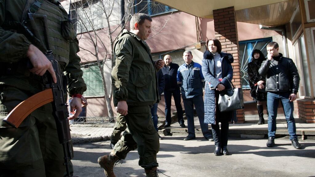 Alexander Zakharchenko: The head of the self-proclaimed Donetsk People’s Republic visits a metallurgical plant in Donetsk, Ukraine. Photograph: Alexander Ermochenko/Reuters