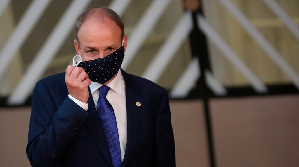 Micheál Martin prepares to make a statement on arrival for the European Union Council in Brussels on Friday. Photograph: Francisco Seco/Pool/AFP/Getty
