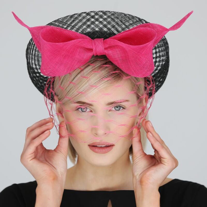 Black windowpane Breton hat with blocked silk veiling and bow €320 Aoife Kirwan. aoifekirwanmillinery.com Photograph: Sasko Lazarov