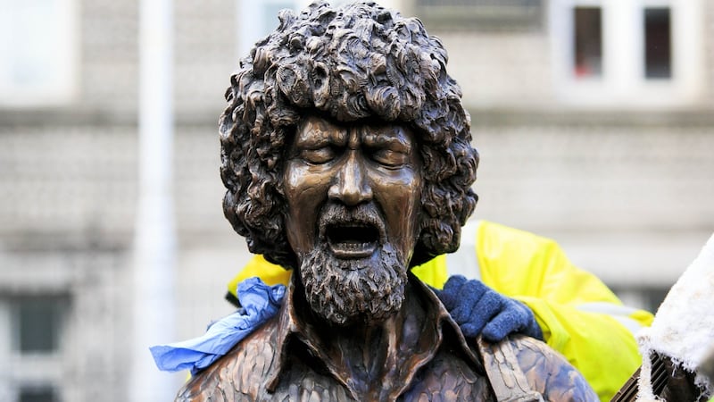 A close-up of the Luke Kelly statue on South King Street, Dublin. Photograph: Gareth Chaney/Collins