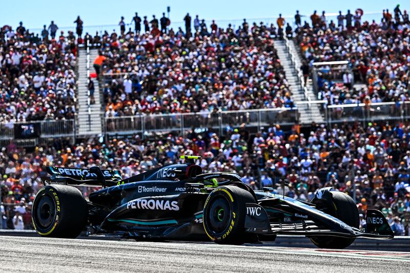 Mercedes driver Lewis Hamilton during the US Formula One Grand Prix at the Circuit of the Americas in Austin, Texas in which he placed second before being disqualified. Photograph: Chandan Khanna/Getty Images
