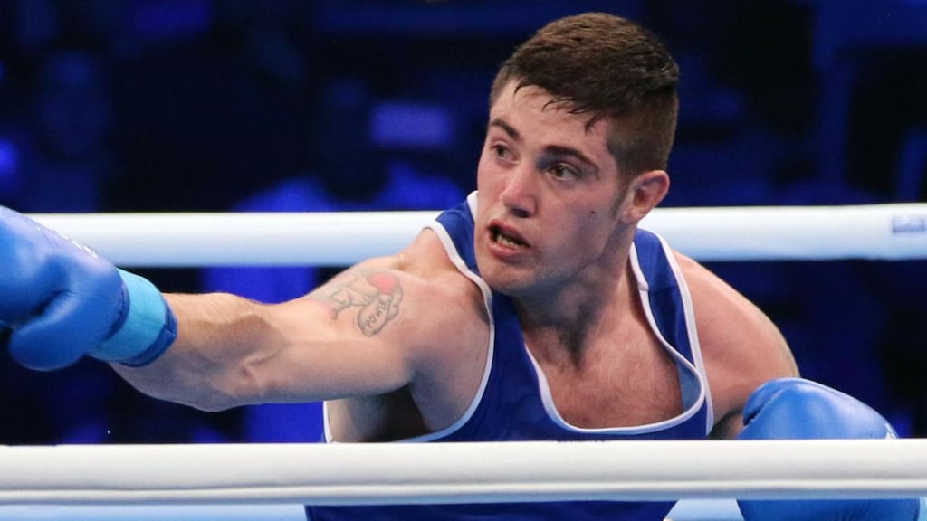 Ireland’s Joe Ward was beaten by Germany’s Abu Lubdeh Abdulrahman in the semi-finals of the World Cup in Germany. Photograph: Thomas Balke/Inpho/Pixathlon