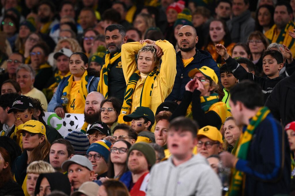 Matildas fans during the 2023 Women's World Cup semi-final in Sydney: England beat co-hosts Australia 3-1. Photograph: Franck Fife/AFP/Getty