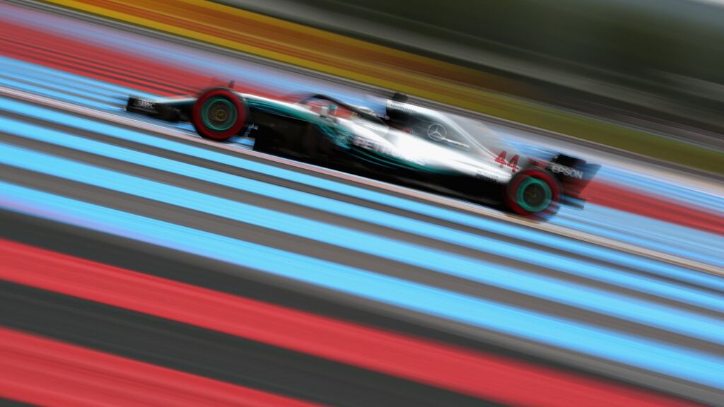 Lewis Hamilton on track during qualifying for the Formula One Grand Prix of France at Circuit Paul Ricard in Le Castellet. Photograph: Dan Istitene/Getty Images