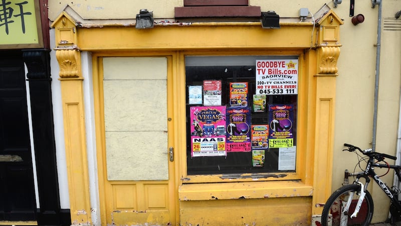 Vacant shops in Sallins, Co Kildare. Photograph: Dara Mac Dónaill
